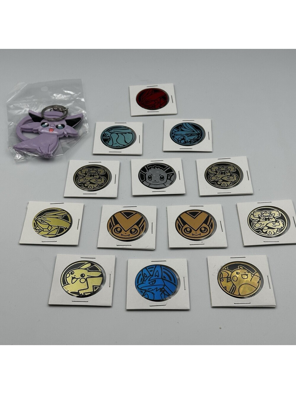 Pokemon Coin Lot Pikachu Eevee Raichu Suicune Lucario 13 Coins Espeon Keychain